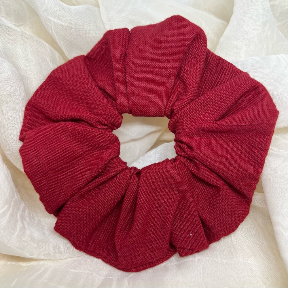 Scrunchie Hair Tie, Dark Red, 100% Cotton